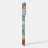 Goudgrijs Blauwgroen Lichtblauw Marmeren Kunstpatr iPhone Hoesje (Rechterkant)