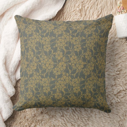 goudgrijs Damask Pattern Kussen (Deken)