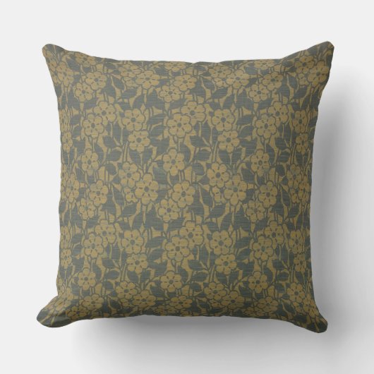 goudgrijs Damask Pattern Kussen (Voorkant)