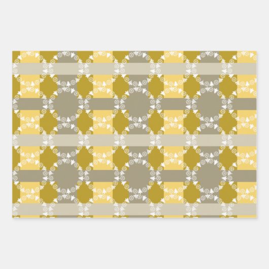 Goudgrijs en crème met patronen inpakpapier vel (Voorkant 2)