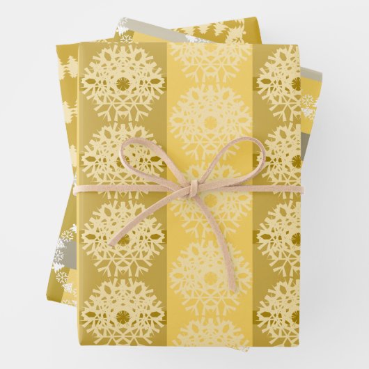 Goudgrijs en crème met patronen inpakpapier vel (In situ)