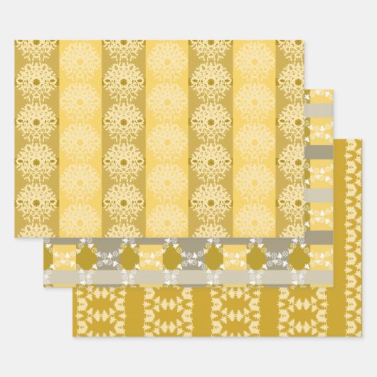 Goudgrijs en crème met patronen inpakpapier vel (Set)