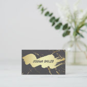 Goudgrijs marmer | goudgeborsteld visitekaartje (Staand voorkant)