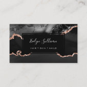 goudgrijs met zwart en roos visitekaartje (Voorkant)