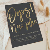 Goudgrijs nieuw plan bruiloft datum wijzigen aankondigingskaart