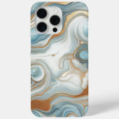 Goudgrijs Tealblauw Marmer Kunstpatroon Case-Mate iPhone Case (Achterkant)