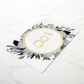 Goudgrijs Waterverf Bloemen Trouwtafel Nummer Folie Uitnodiging (Gedraaid)