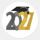 Goudgrijze afstudeerjaar 2027 diploma-uitreiking ronde sticker (Voorkant)