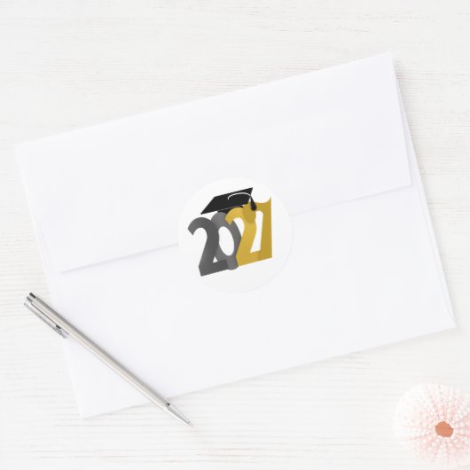 Goudgrijze afstudeerjaar 2027 diploma-uitreiking ronde sticker (Envelop)