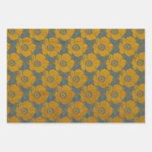  goudgrijze bloembrocade inpakpapier vel (Voorkant)