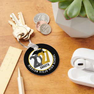 Goudgrijze eindexamenklas 2027 Foto Afstuderen Sleutelhanger