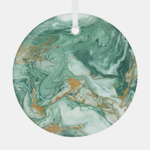 Goudgroen acryl: marmeren textuur kunst. glas ornament