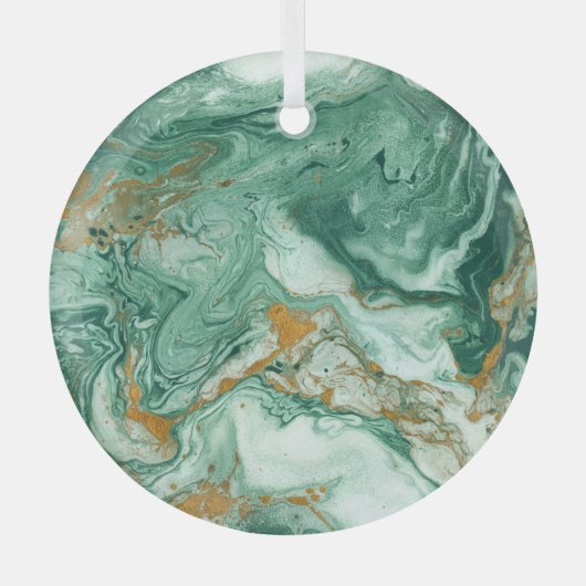 Goudgroen acryl: marmeren textuur kunst. glas ornament (Voorkant)