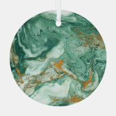Goudgroen acryl: marmeren textuur kunst. glas ornament (Achterkant)