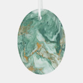 Goudgroen acryl: marmeren textuur kunst. glas ornament (Voorkant links)