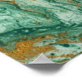 Goudgroen acryl: marmeren textuur kunst. poster (Hoek)