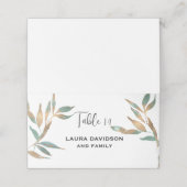 Goudgroen eenvoudig minimalistisch blad met folie plaatskaartje (Buitenkant ongevouwen)