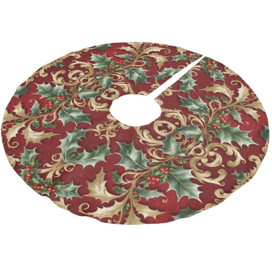 Goudgroen laat rode kerstboomrok achter kerstboom rok (Gekanteld)