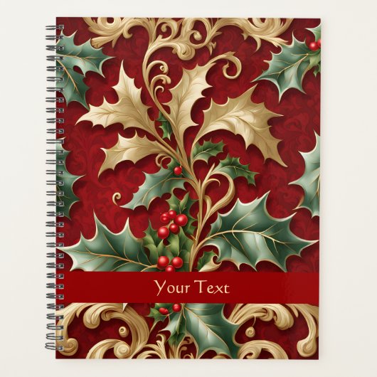 Goudgroen laat rode kerstvakantie achter planner (Voorkant)