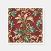 Goudgroen laat rood kerstvakantie servet (Voorkant)