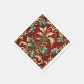 Goudgroen laat rood kerstvakantie servet (Hoek)