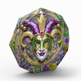 Goudgroen Paarse Mardi Gras Jester Mask Fotoblokken