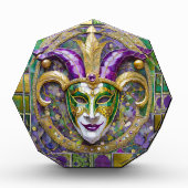 Goudgroen Paarse Mardi Gras Jester Mask Fotoblokken (Voorkant)