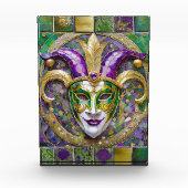 Goudgroen Paarse Mardi Gras Jester Mask Fotoblokken (Voorkant)