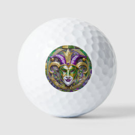 Goudgroen Paarse Mardi Gras Jester Mask Golfballen