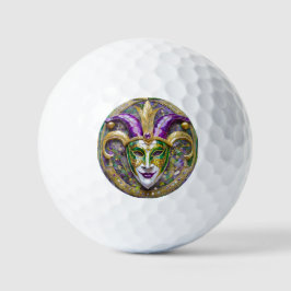 Goudgroen Paarse Mardi Gras Jester Mask Golfballen