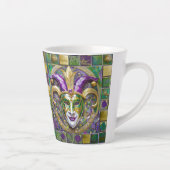 Goudgroen Paarse Mardi Gras Jester Mask Latte Mok (Rechts)