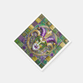 Goudgroen Paarse Mardi Gras Jester Mask Servet (Hoek)