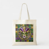 Goudgroen Paarse Mardi Gras Jester Mask Tote Bag (Achterkant)