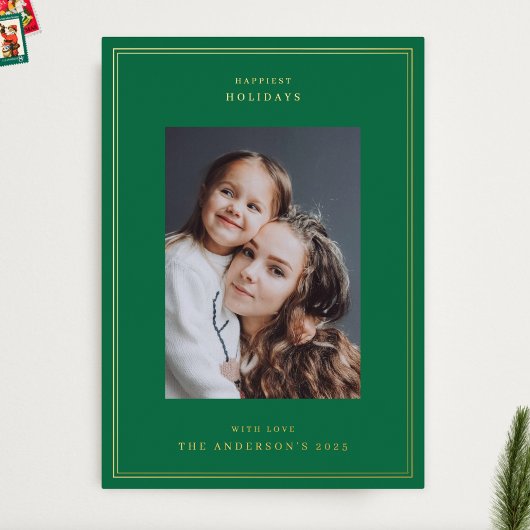 Goudgroen Rood Wit Lijsten Foto Kerst Folie Feestdagenkaart