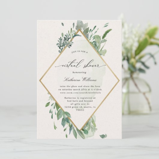 goudgroen virtueel baby shower (Staand voorkant)