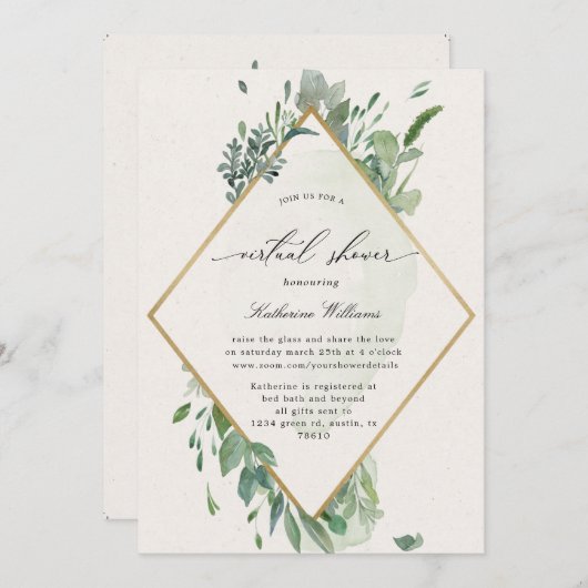 goudgroen virtueel baby shower (Voorkant / Achterkant)