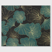 Goudgroene bladeren cadeaupapier (Vlak)