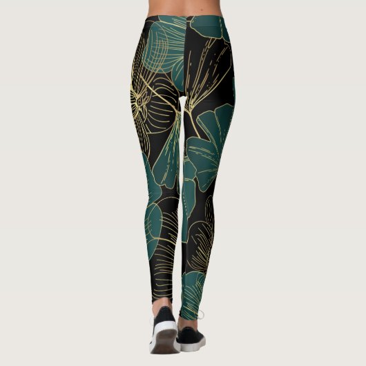 Goudgroene bladeren leggings (Achterkant)