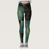 Goudgroene bladeren leggings (Voorkant)