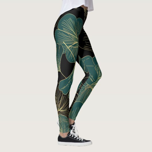 Goudgroene bladeren leggings (Rechts)