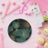 Goudgroene bladeren papieren bordje (Feest)