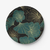 Goudgroene bladeren papieren bordje (Voorkant)