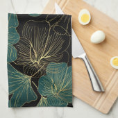 Goudgroene bladeren theedoek (Quarter Fold)