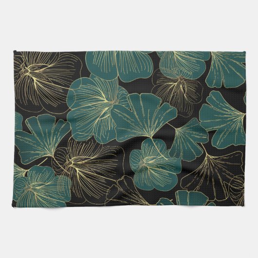 Goudgroene bladeren theedoek (Horizontaal)
