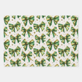 Goudgroene Bows Christmas Inpakpapier Vel (Voorkant 2)
