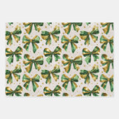 Goudgroene Bows Christmas Inpakpapier Vel (Voorkant)