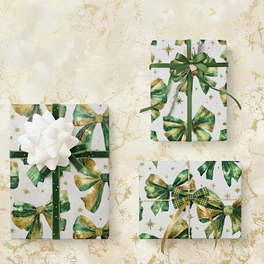 Goudgroene Bows Christmas Inpakpapier Vel