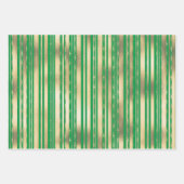 Goudgroene confetti strepen elegant vormig patroon inpakpapier vel (Voorkant 2)