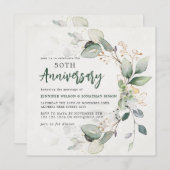 Goudgroene Eucalyptus 50ste bruiloft Jubileum Save The Date (Voorkant / Achterkant)