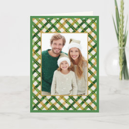 Goudgroene foto Plaid Christmas Kaart